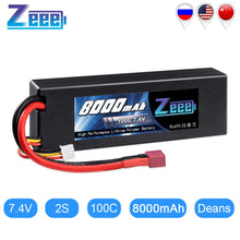 Load image into Gallery viewer, Zeee 2S Lipo Battery 7.4V 100C 8000mAh Hardcase RC Battery Charger Deans Plug for RC Car Truck Boat Helicopter FPV RACING